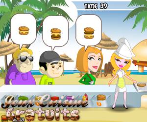 Jeux de cuisine des burgers ? la plage